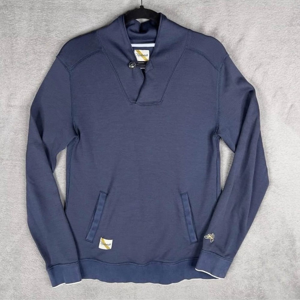 Tracksmith Emil Shawl Merino Wool Blend Pullover Women's Large Navy Running